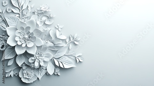 Elegant white paper flowers in a corner arrangement