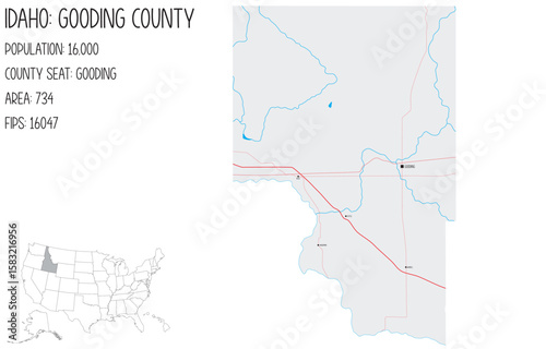 Large and detailed map of Gooding County in Idaho, USA.