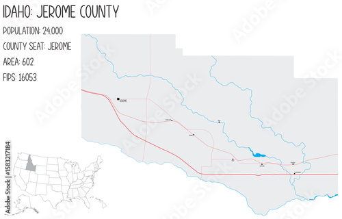 Large and detailed map of Jerome County in Idaho, USA.