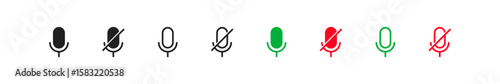 Microphone ON and OFF vector icon. Modern button for concept design. Isolated illustration