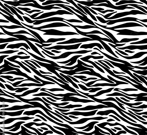 zebra pattern, seamless animal skin design vector texture, abstract geometric wallpaper 