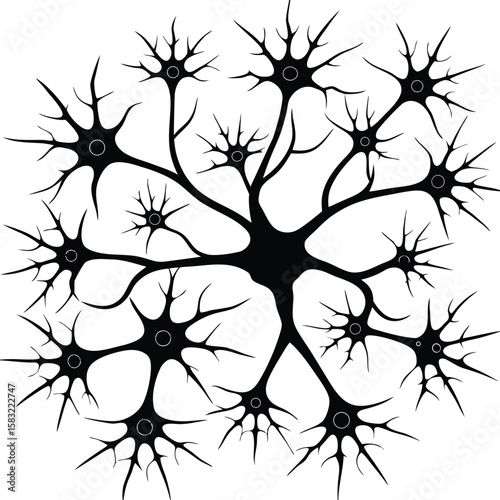 ai brain circuit vector illustration self-replicating code fractal neurons building ai