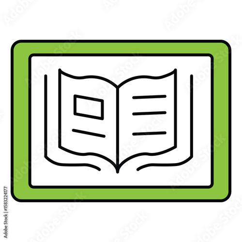 Flat Vector Icon Representing E-Book Reading Device