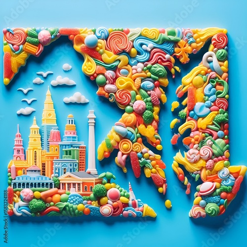 Bubblegum Candy Portrait of Little America in Miniature, Old Line Free State of Maryland. Strong Deeds, Gentle Words. Annapolis Baltimore Algonquin Dunes Sea-grass Marshlands Chesapeake Bay Piedmont, 