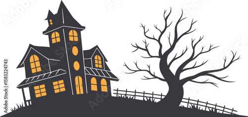 halloween house night moon castle bat scary