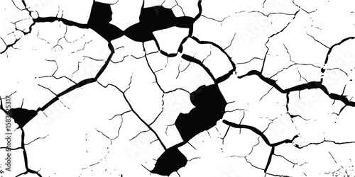 Black spider on a white concrete surface with grunge texture and peeling paint cracks
