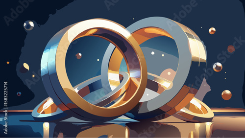 gold ring with diamonds on black background