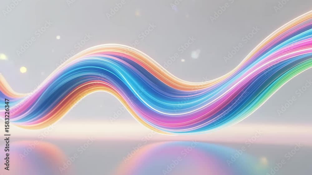 Colorful waves flow gracefully in a dreamlike landscape, creating a stunning visual experience of light and movement