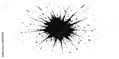 Black ink splat grunge texture, a dirty paint design element illustration