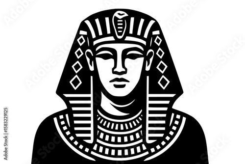 Silhouette of an Ancient Pharaoh with Ornate Headdress