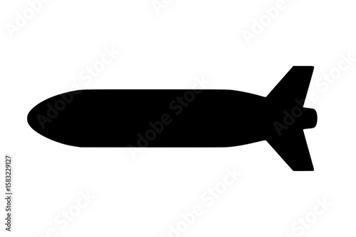 Silhouette of a bomb shape isolated on a white background