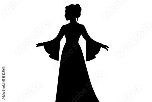 Elegant Silhouette of a Woman in a Flowing Dress