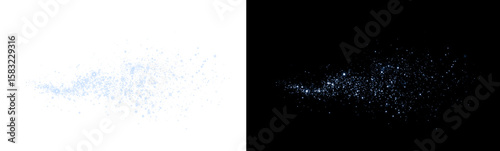 Blue sparkle trail with glowing particles and dreamy light flow. A perfect PNG overlay for winter scenes, abstract photo effects, or cosmic highlights.