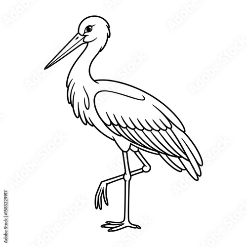 Beautiful illustration vector of a stork coloring page