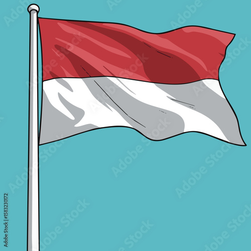 Indonesian Flag vector: A Vibrant Pop Art Illustration of the Merah Putih Waving Proudly