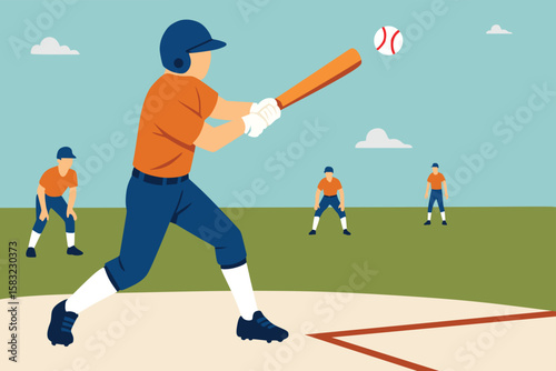 baseball player hitting ball