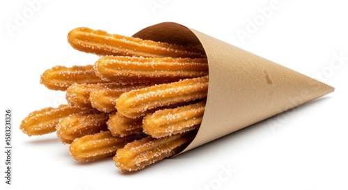 Sweet churros in a cone