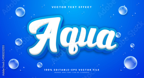 Aqua 3d editable text effect template Suitable for bubble theme