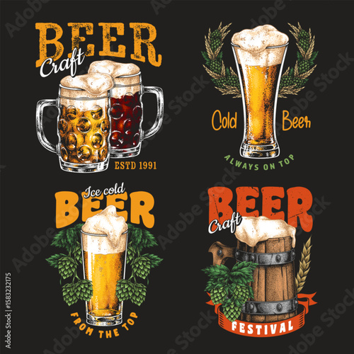 Illustrations of diverse craft beer styles