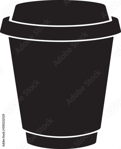 Coffee cup icon. paper coffee cup with lid icon, paper cup with coffee icon, paper coffee cup with lid silhouette vector illustration