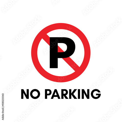 Free Download Flat design no parking icon with red prohibition mark - GFXLoad