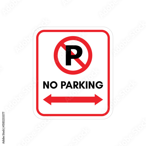 Flat design no parking icon with red prohibition mark