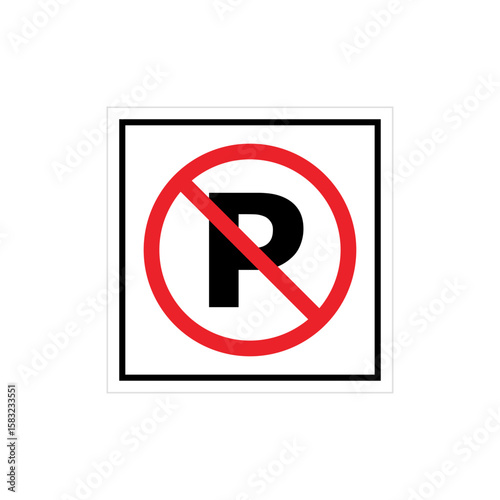 Flat design no parking icon with red prohibition mark