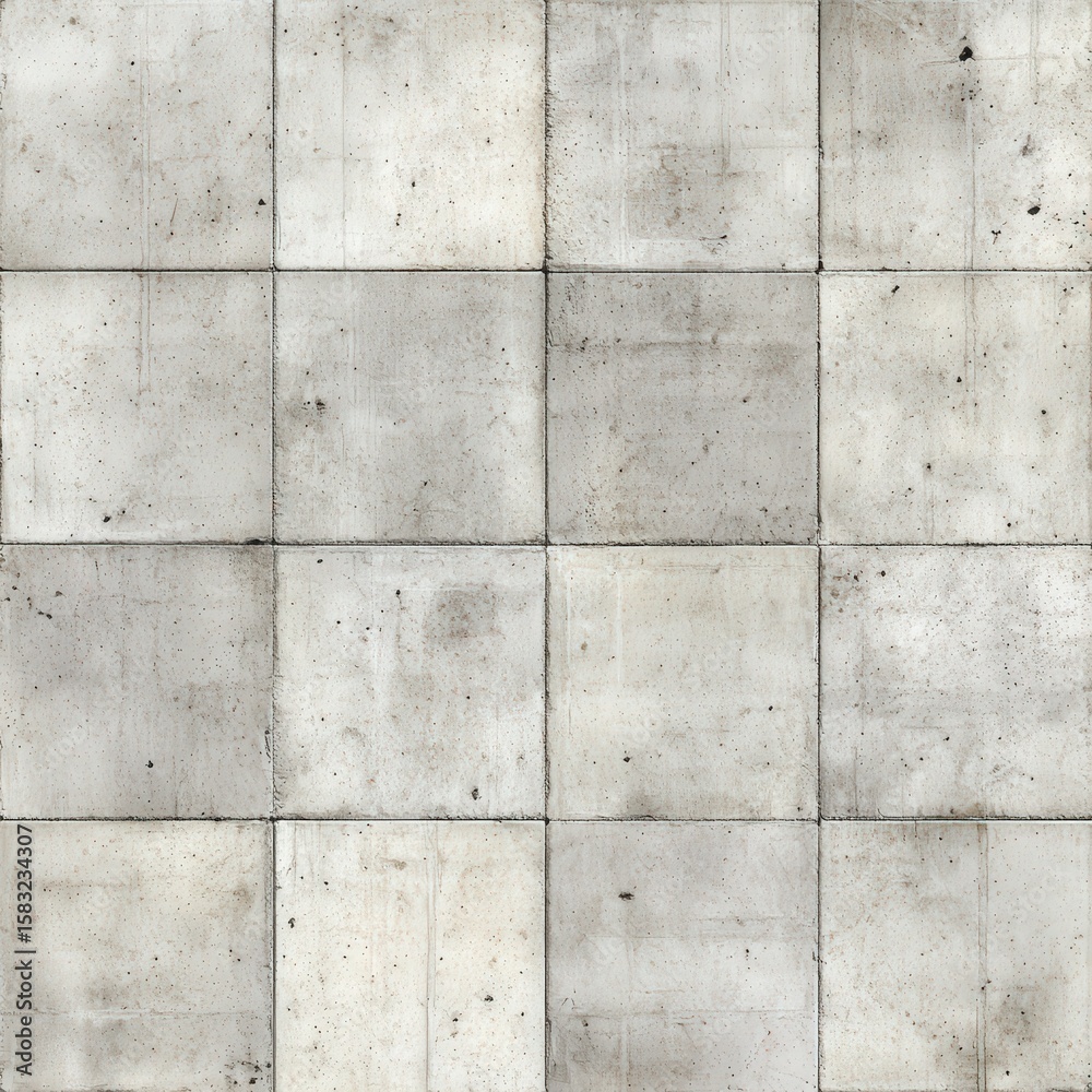 Naklejka premium A close-up view of a concrete block wall composed of slightly weathered, square blocks with visible seams and surface texture.