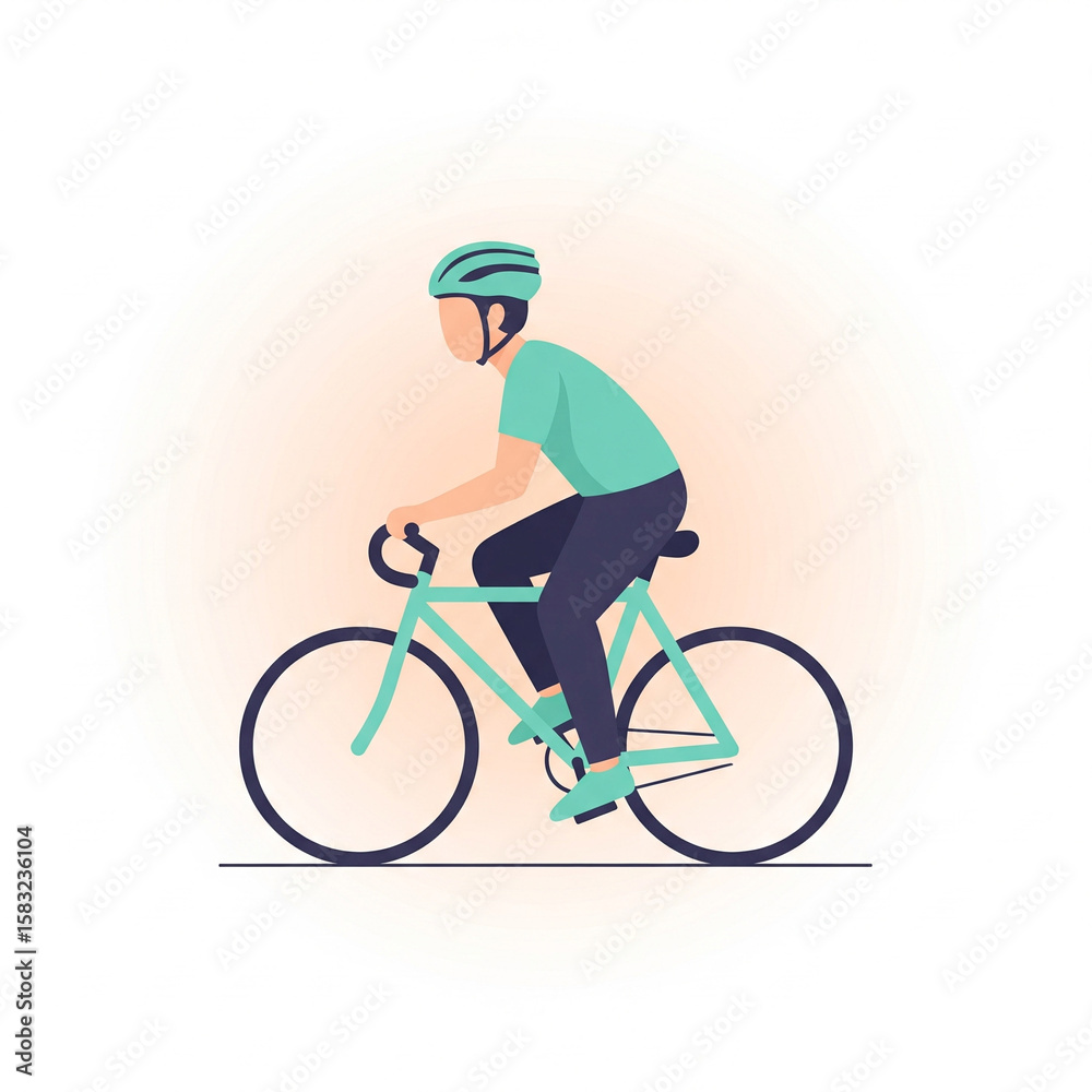 Fototapeta premium Flat Style Smiling Riding Bicycle 1 Illustration