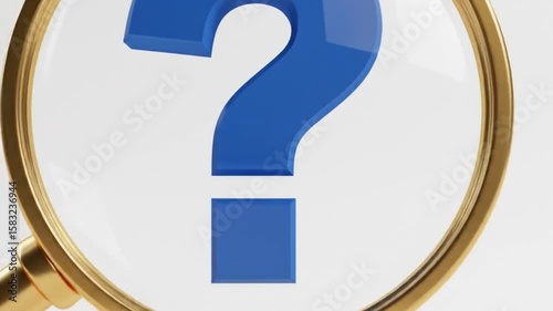 Zoom animation with a magnifying glass over a question symbol