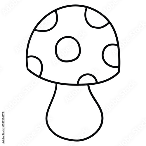 Hand drawn doodle fly agaric mushroom on white background.