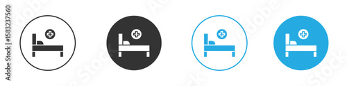 Hospital bed icon, simple flat style, illustration, logo sign symbol pictogram template, for ui or ux.