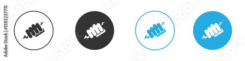Hand with Power icon, simple flat style, illustration, logo sign symbol pictogram template, for ui or ux.
