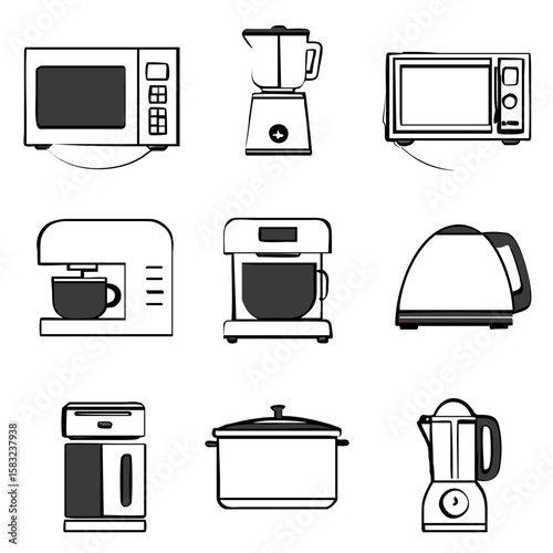 Kitchen appliance icons appliances microwave