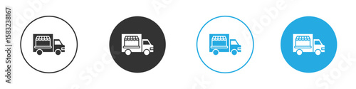 Food truck icon, simple flat style, illustration, logo sign symbol pictogram template, for ui or ux.