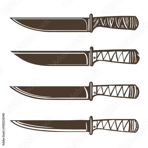 Sharp steel blades with patterned handles knives cutting