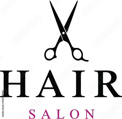 Black scissors create a bold logo for a modern hair salon business