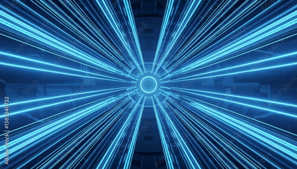 Fototapeta premium motion light blue abstract futuristic underground tunnel generative ai