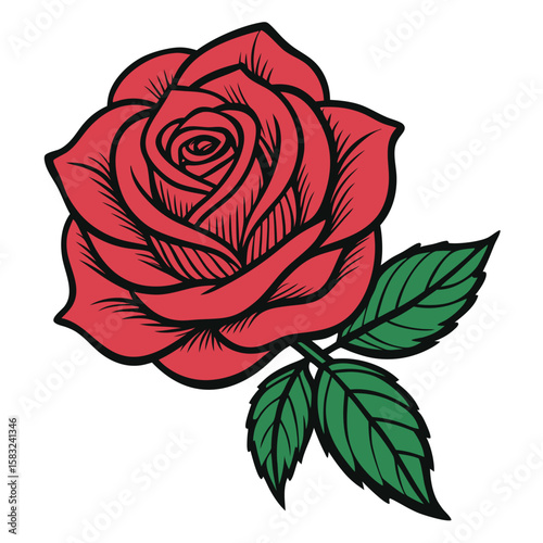 Vintage engraved rose illustration with detailed stipple shading perfect for retro banners advertisements and botanical designs