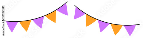 シンプル三角形ガーランド　紫・オレンジ