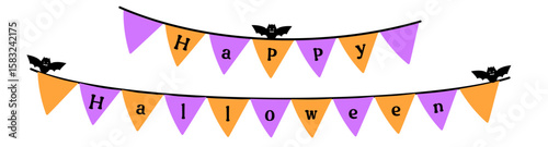 Happy Halloween！コウモリ付きガーランド