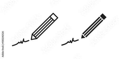 Write icon in flat and liner trendy style for app ui designs