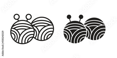 Wool ball icon in flat and liner trendy style for app ui designs