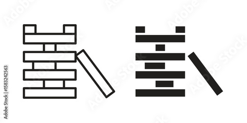 Wooden block icon in flat and liner trendy style for app ui designs