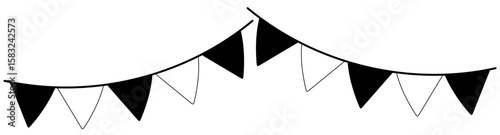 シンプル三角形ガーランド　モノクロ