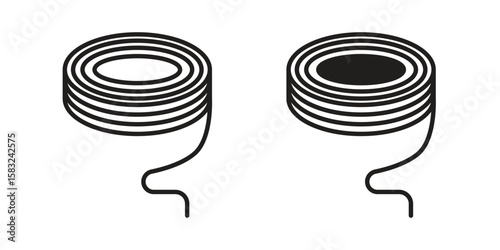 Wire coil icon in flat and liner trendy style for app ui designs