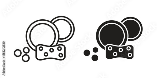 Washing dishes icon in flat and liner trendy style for app ui designs