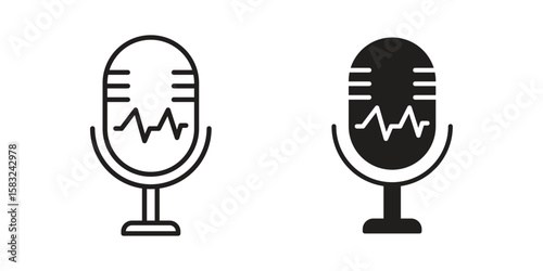 Voice recognition icon in flat and liner trendy style for app ui designs
