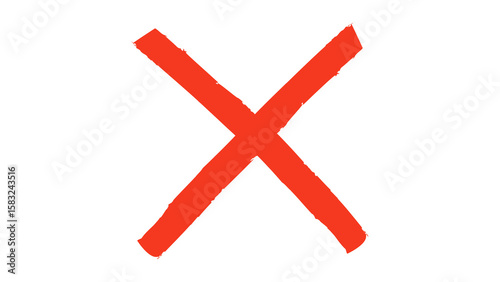 Red x mark symbol isolated on transparent background