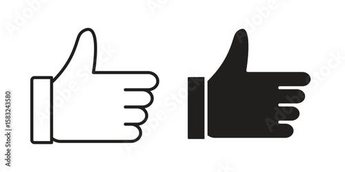 Thumb up icon in flat and liner trendy style for app ui designs
